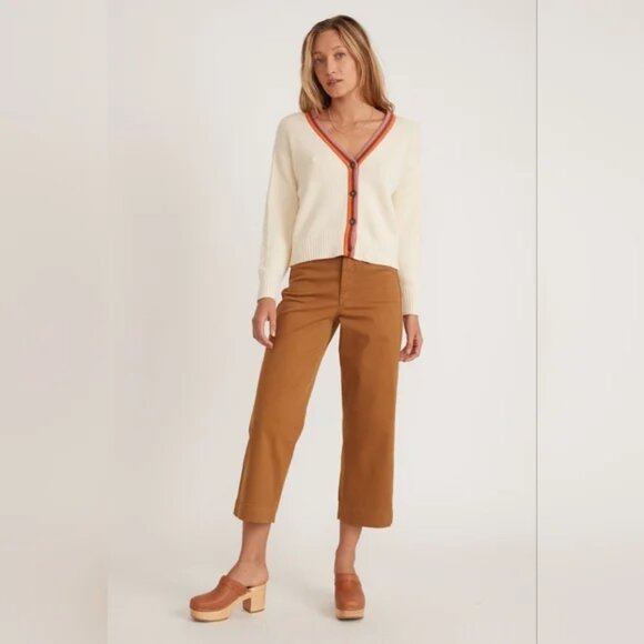 Marine Layer | Robin Crop Cardigan in Ivory with Tipping - Picture 14 of 14